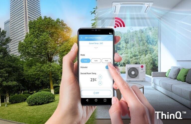 Image of controlling 4 Way cassette through ThinQ application.