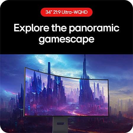 LG UltraGear Gaming Monitor 34GS95QE allows players to explore the gaming panorama with its 21:9 Ultra-WQHD aspect ratio.