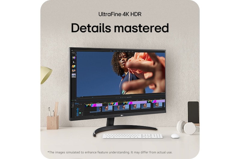 LG Monitor 32UR500K, featuring an UltraFine 4K HDR Display, masters all details and provides superior clarity in a video editing environment.