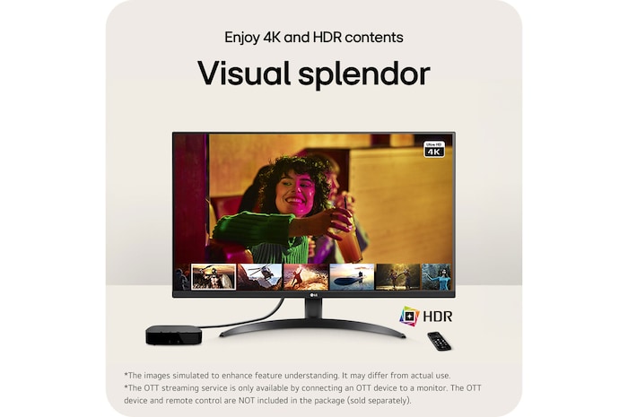 LG Monitor 32UR500K supports 4K UHD and HDR content, delivering visual splendour and a deep viewing experience when connected to OTT devices.