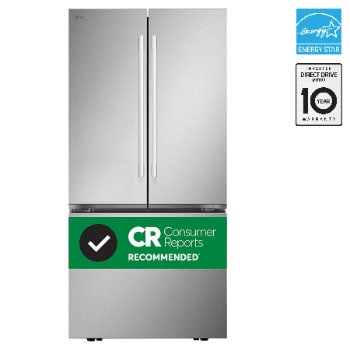 Front view of 33" 25 cu.ft. Standard-Depth French 3-Door Refrigerator | Ice Maker LF25H6200S