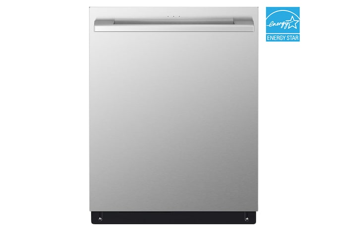 Front view of LG 24" 1-Hour Wash & Dry, TrueSteam®, QuadWash® Pro & Dynamic Dry™ 40 dB, Top Control, Stainless, LG STUDIO Dishwasher - SDWB24S3