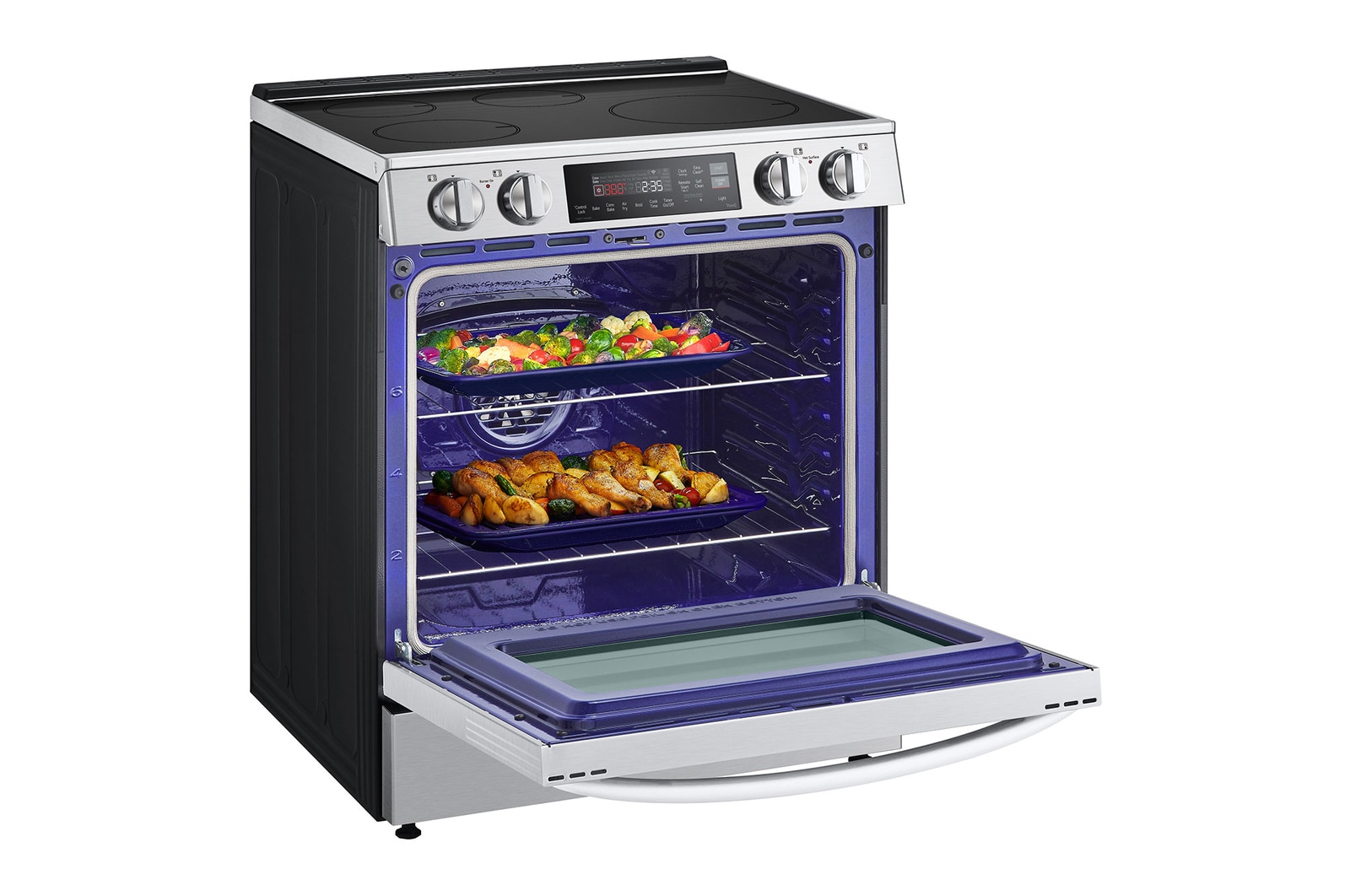 Left Side Oven View With Food and Grill Set