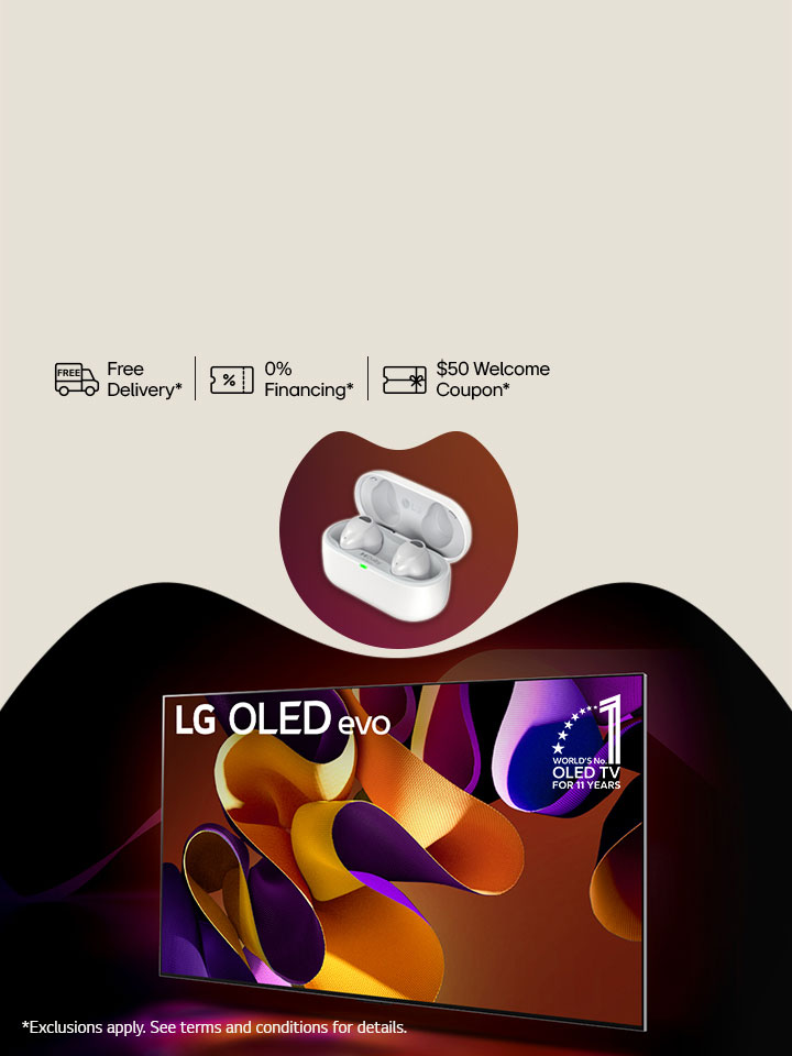 Get a free pair of LG Earbuds when you purchase an eligible LG OLED evo G4 TV