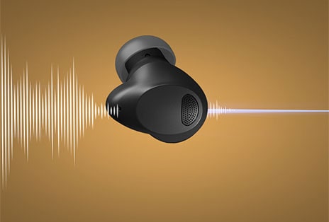 From left to right: A woman is talking on the phone outside wearing T80S, T80S filters out background noise, and the other woman can hear only her voice clearly.