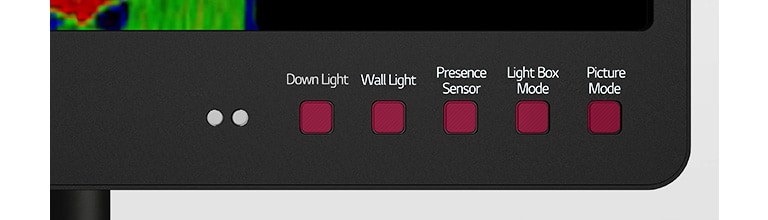 5 hot keys offering user's intuitive control consisting of down light, wall light,  presence sensor, light box mode, and picture mode.