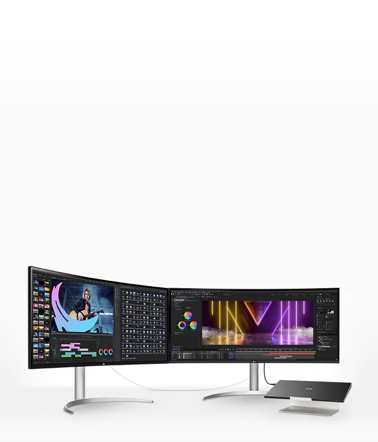 Daisy Chain setup with Thunderbolt™ and DisplayPort helps productive workstation setup.