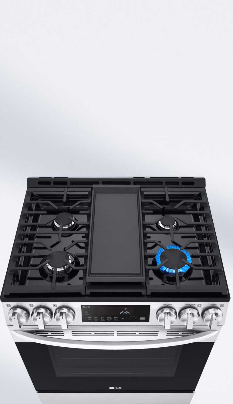 LG LSGL5833F 30 Inch Slide-In Smart Gas Range with 5 Sealed Burners, 5.8  Cu. Ft. Capacity, Cast Iron Grates, Air Fry, EasyClean® + Self Clean,  Storage Drawer, Wi-Fi Connect, and Sabbath Mode