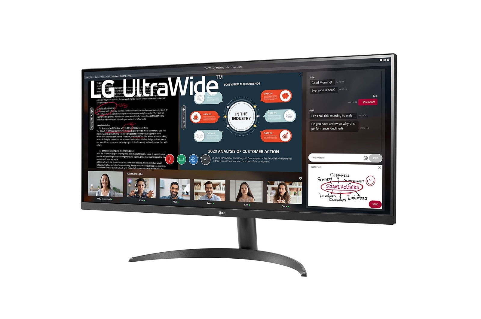 LG 34" 21:9 UltraWide™ Full HD IPS Monitor with AMD FreeSync™, 34WP500-B