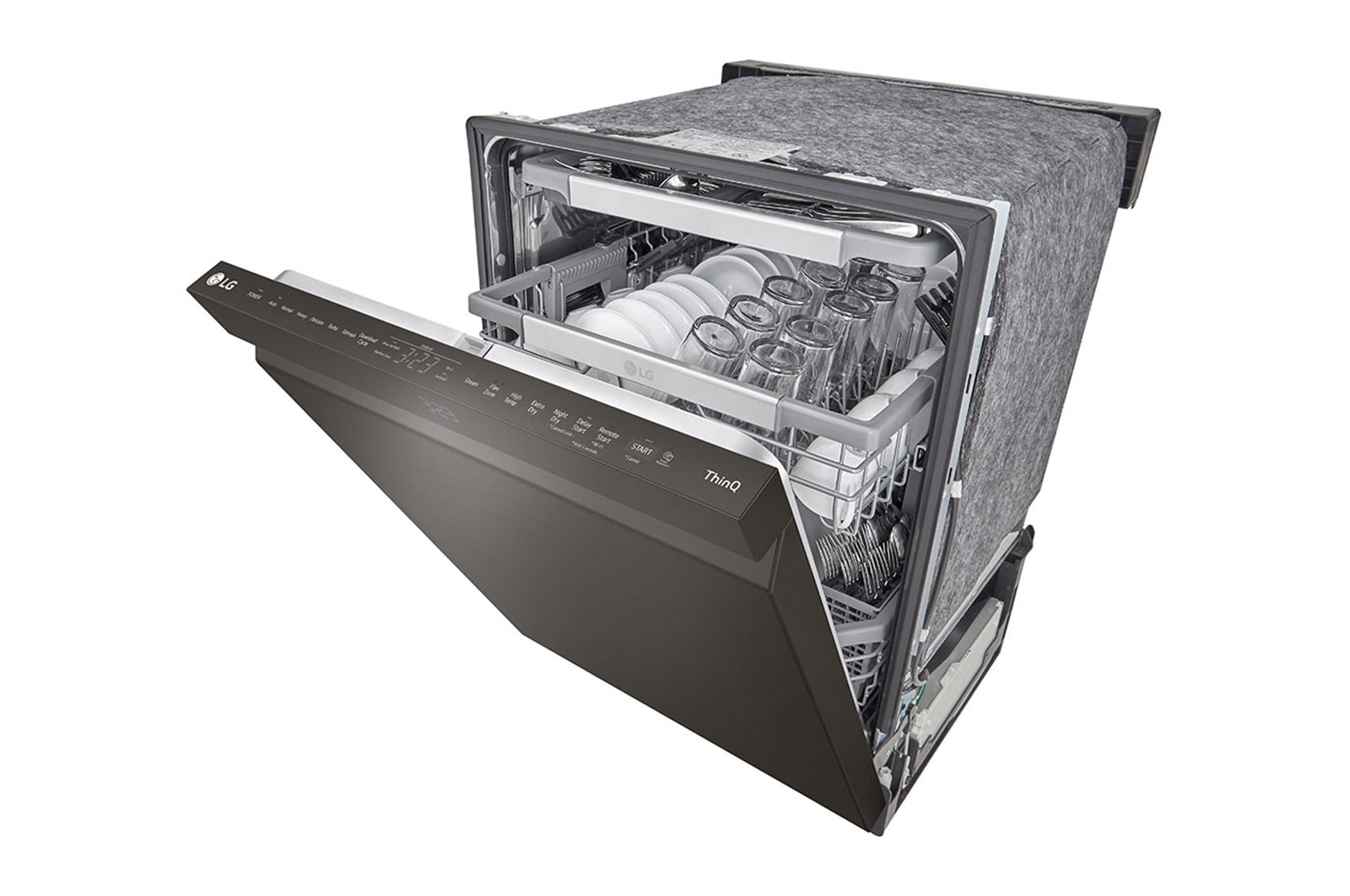 LG 24" TrueSteam®, QuadWash® Pro & Dynamic Dry™ 44 dB, Top Control, Black Stainless, LG Dishwasher, LDPS6762D