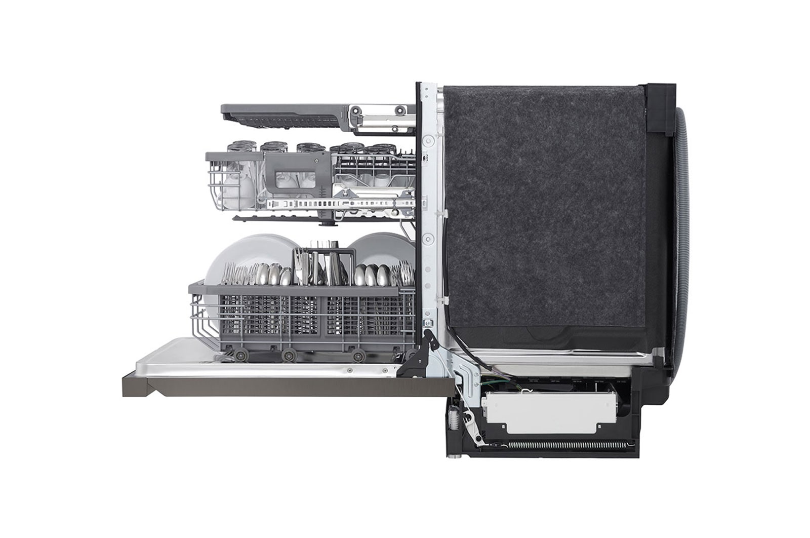 LG 24" TrueSteam®, QuadWash® Pro & Dynamic Dry™ 44 dB, Top Control, Black Stainless, LG Dishwasher, LDPS6762D