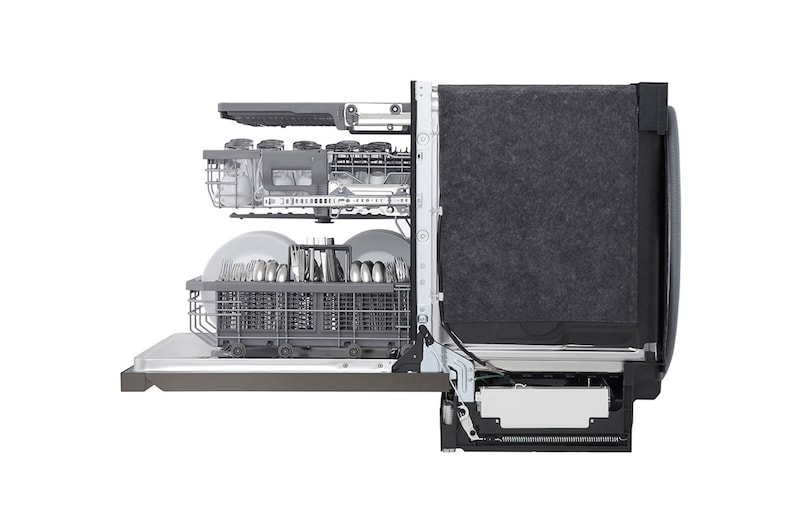 LG 24" TrueSteam®, QuadWash® Pro & Dynamic Dry™ 44 dB, Top Control, Black Stainless, LG Dishwasher, LDPS6762D