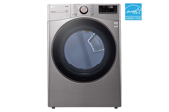 Front view of LG 7.4 cu.ft. Electric Dryer with TurboSteam®, AI Sensor Dry®, WiFi - DLEX3850V