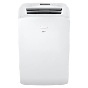 Front view of an LG Portable Air Conditioner with the top vane open