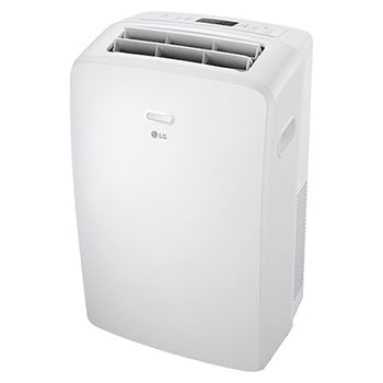 Right oblique view of an LG Portable Air Conditioner with the top vane open