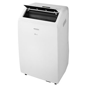 Right oblique view of an LG Portable Air Conditioner with the top vane open