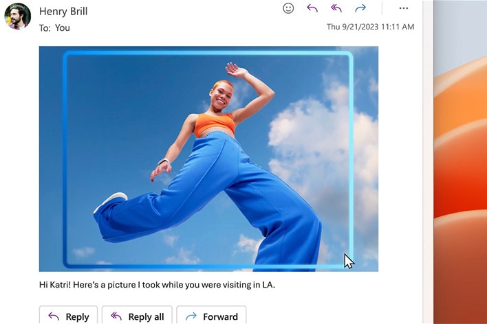 The image shows a photo of a person wearing bright orange and blue clothes against a clear sky, with the entire area selected with the mouse pointer and the click of "Remove Background", the background is removed and only the person remains.