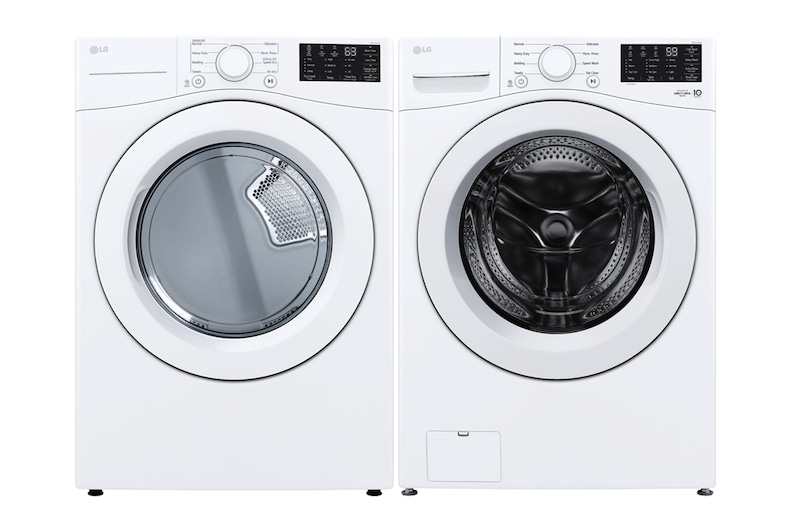 Front view of 5.8 cu.ft and 7.4 cu.ft Mega Capacity Front Load Washer and Dryer WD3470CW