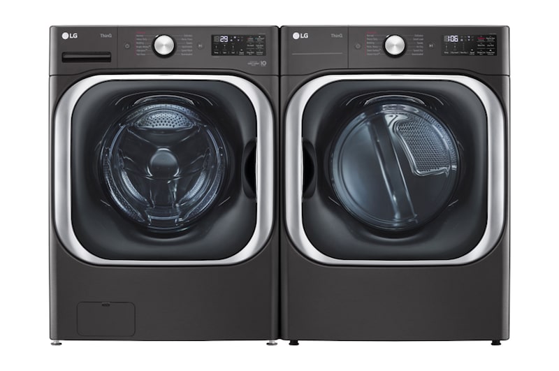 Front view of 6.0 and 9.0 cu.ft. Mega Capacity Front Load Laundry Pair WD8900B-B