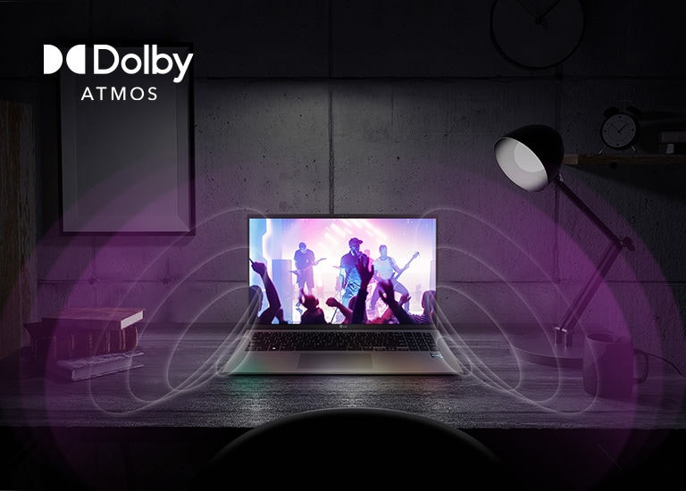 It shows that the sound from the gram speakers surrounds the space around the gram.