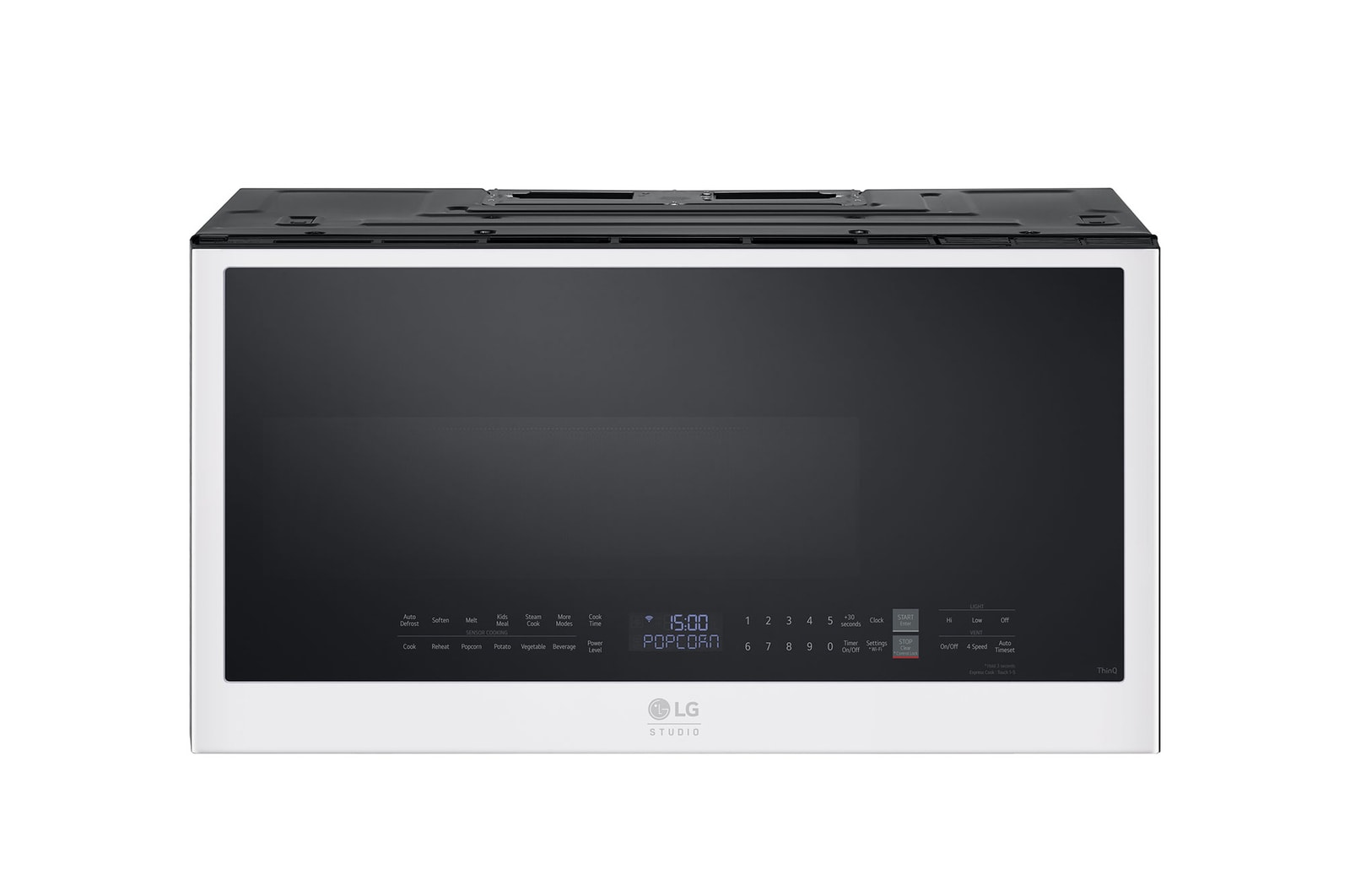 LG STUDIO 2.0 cu.ft. Over the Range Microwave Oven | Sensor Cook, Auto Cook, 400 CFM Power Ventilation, EasyClean®& Smart, Essence White , MVES2033N