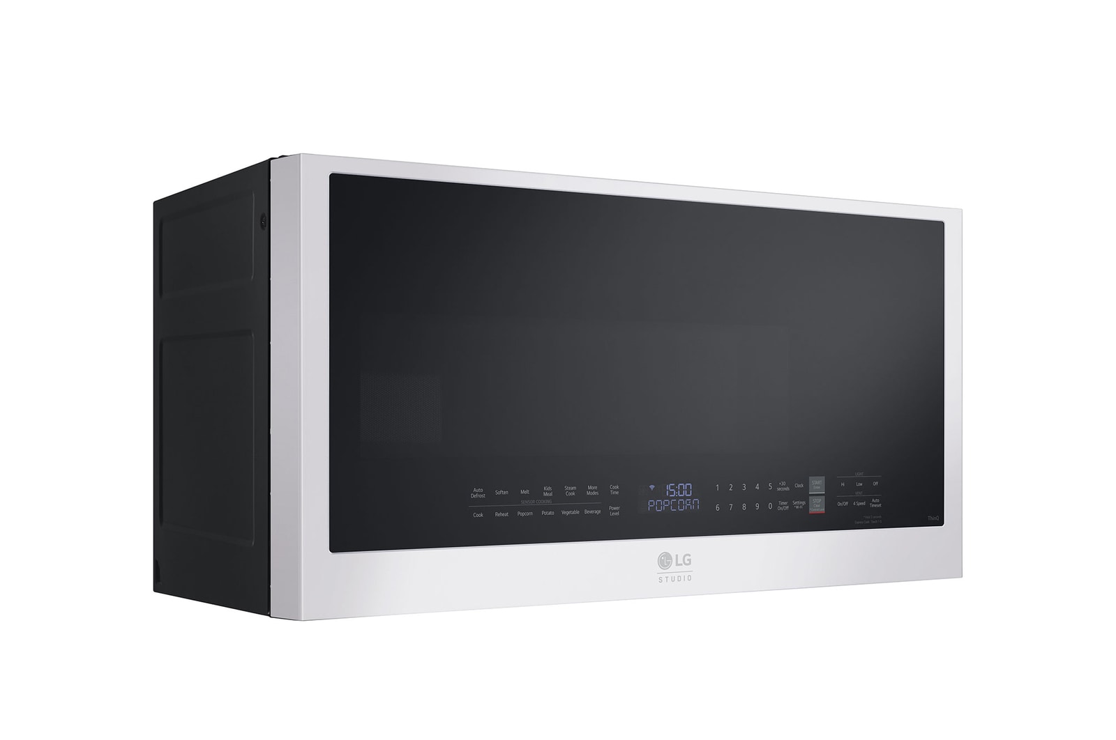 LG STUDIO 2.0 cu.ft. Over the Range Microwave Oven | Sensor Cook, Auto Cook, 400 CFM Power Ventilation, EasyClean®& Smart, Essence White , MVES2033N