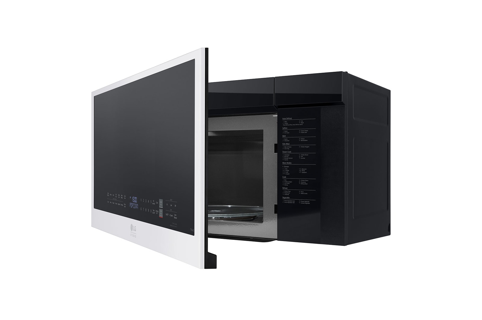 LG STUDIO 2.0 cu.ft. Over the Range Microwave Oven | Sensor Cook, Auto Cook, 400 CFM Power Ventilation, EasyClean®& Smart, Essence White , MVES2033N