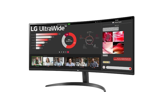 LG 34'' 21:9 Curved UltraWide™ QHD (3440x1440) Monitor with FreeSync™, 34WR50QC-B