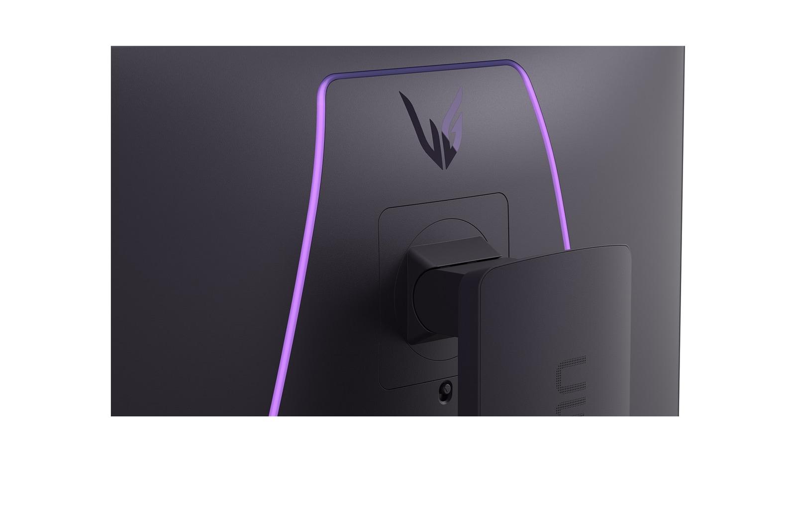 rear close-up of monitor with illuminated LED accents