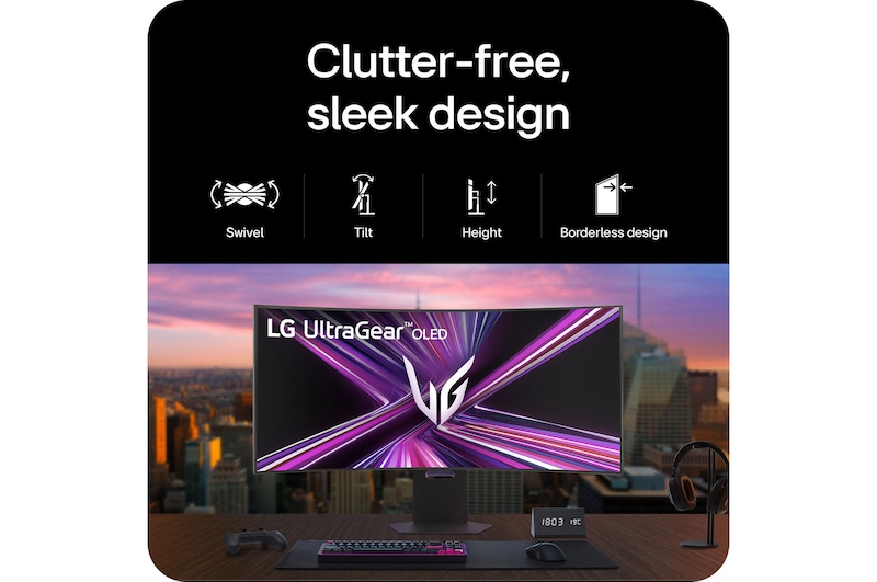 Sleek design with Swivel, Tilt, Height Adjustable stand