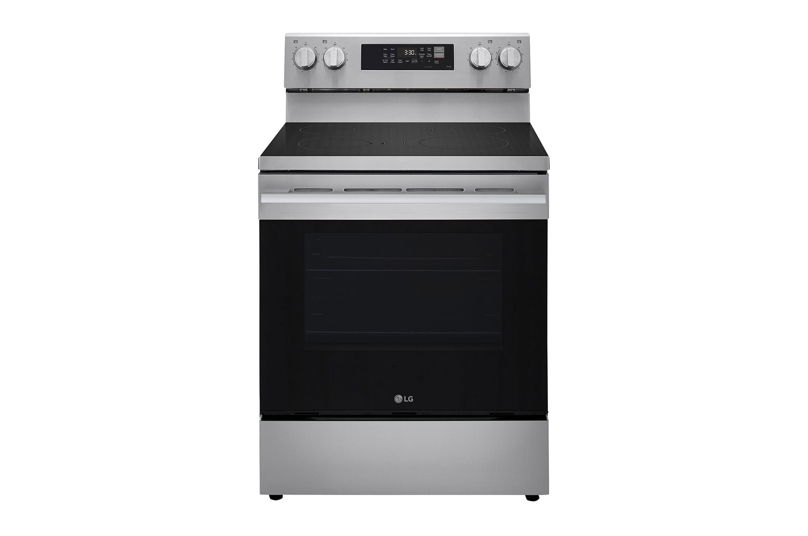 Front view of 30" Elec. 6.3 cu ft. Range | Fan Convection, Air Fry , EasyClean®& Smart, Stainless, Freestanding (LREN6323YE)