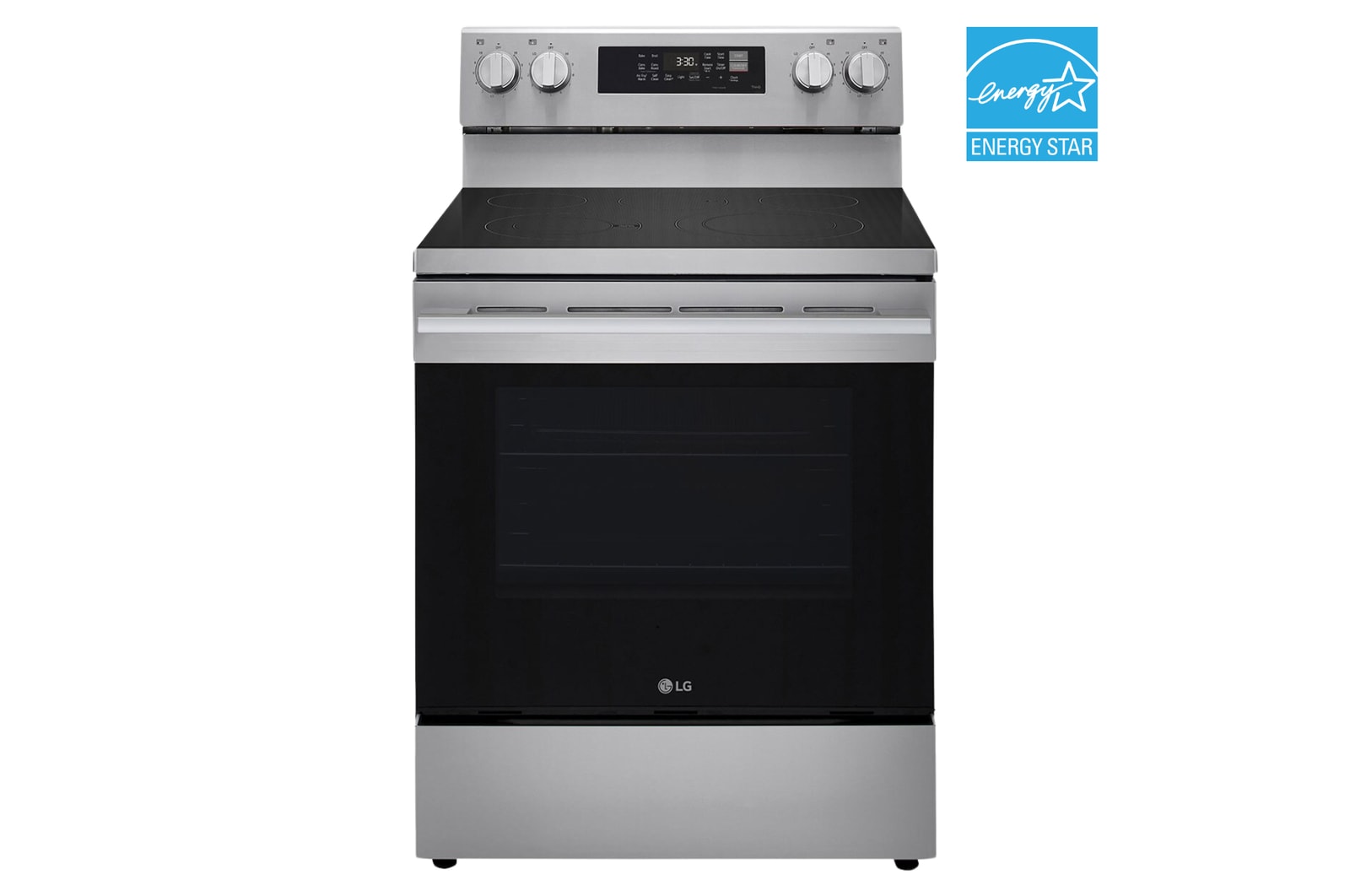 Front view of 30" Elec. 6.3 cu. ft. Range | Fan Convection, Air Fry, EasyClean®& Smart, Stainless, Freestanding LREN6323YE