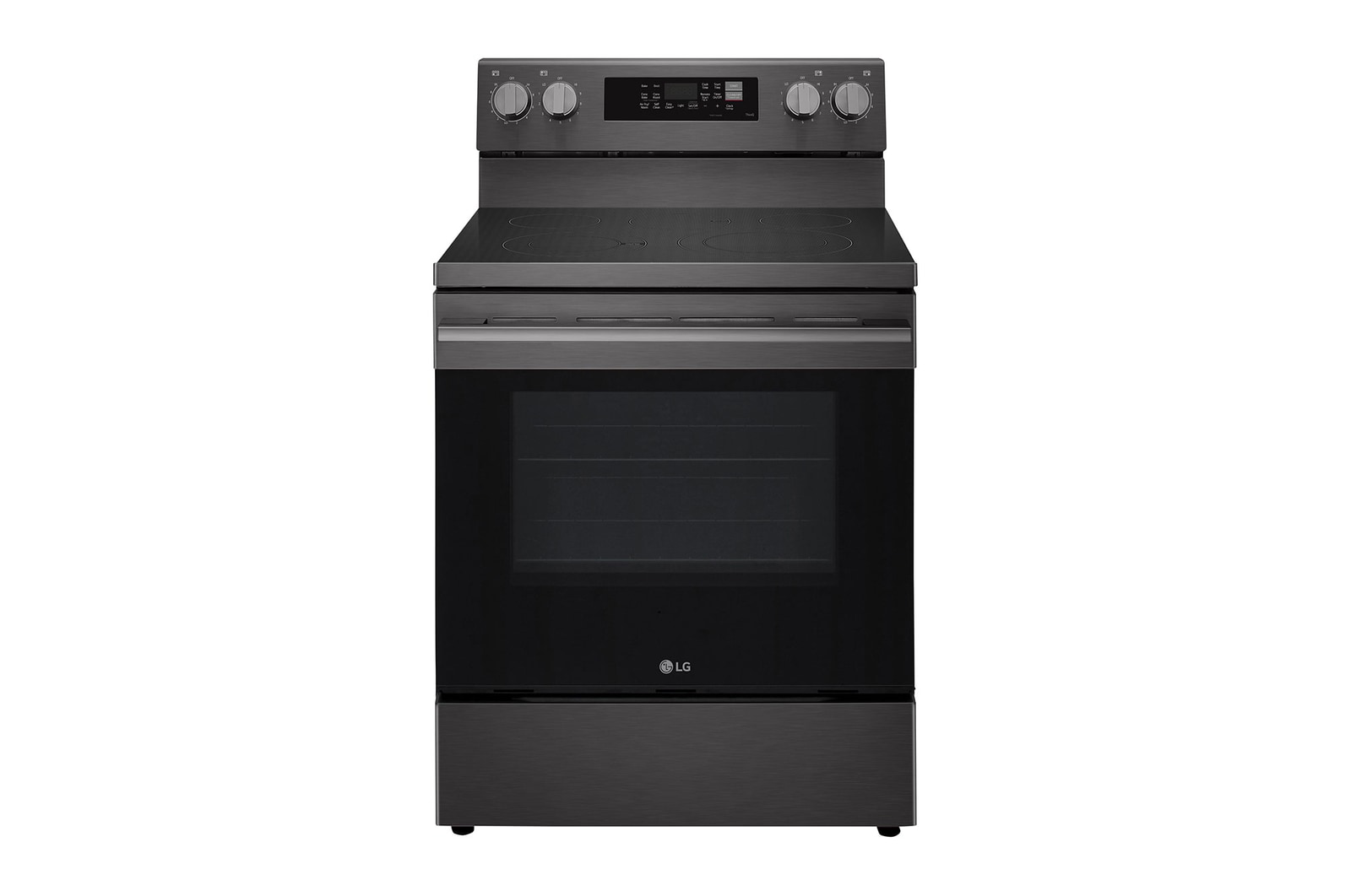 Front view of 30" Elec. 6.3 cu ft. Range | Fan Convection, Air Fry , EasyClean<sup>®</sup>& Smart, Black Stainless, Freestanding LREN6323ZE