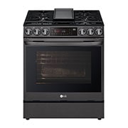 LG 30" Gas 6.3 cu ft. Range | Probake Convection, Air Fry, InstaView®, SelfClean, EasyClean®& Smart, Black Stainless, Slide-in, LSGL6335D