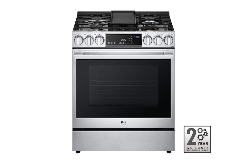LG STUDIO 30" Gas 6.3 cu ft. Range | Probake Convection, Air Sous-Vide, Air Fry, SelfClean, EasyClean®& Smart, Stainless, Slide-in, LSGS6338F