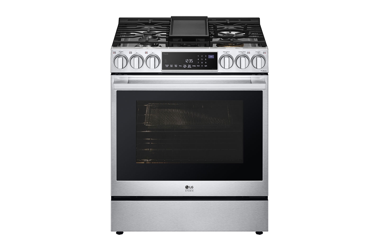 LG STUDIO 30" Gas 6.3 cu ft. Range | Probake Convection, Air Sous-Vide, Air Fry, SelfClean, EasyClean®& Smart, Stainless, Slide-in, LSGS6338F