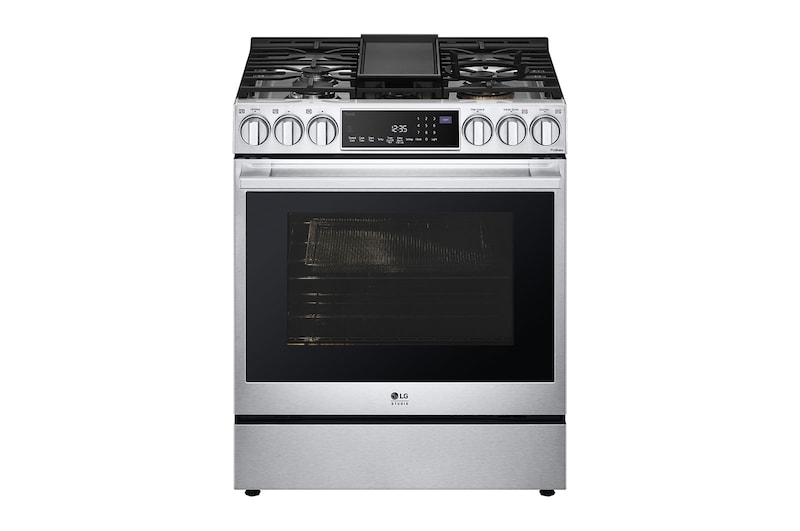 LG STUDIO 30" Gas 6.3 cu ft. Range | Probake Convection, Air Sous-Vide, Air Fry, SelfClean, EasyClean®& Smart, Stainless, Slide-in, LSGS6338F