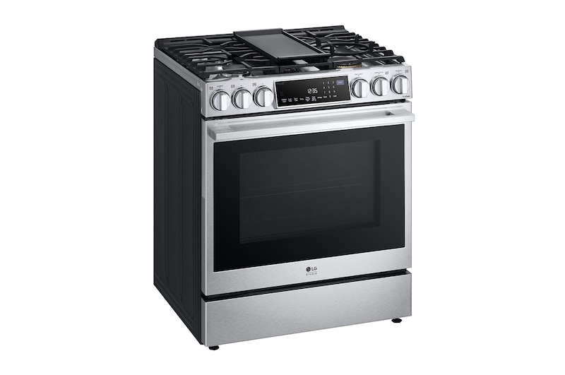 LG STUDIO 30" Gas 6.3 cu ft. Range | Probake Convection, Air Sous-Vide, Air Fry, SelfClean, EasyClean®& Smart, Stainless, Slide-in, LSGS6338F