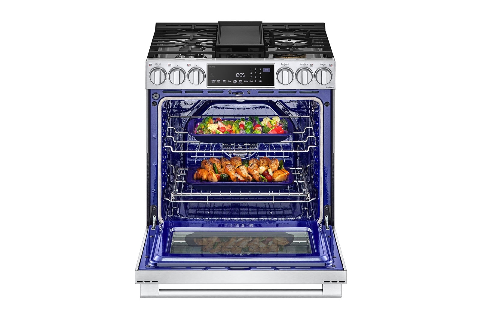 LG STUDIO 30" Gas 6.3 cu ft. Range | Probake Convection, Air Sous-Vide, Air Fry, SelfClean, EasyClean®& Smart, Stainless, Slide-in, LSGS6338F