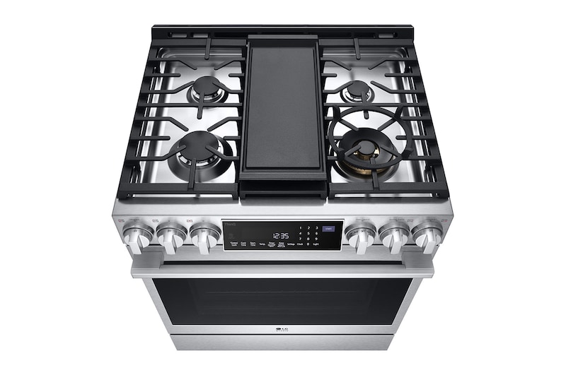 LG STUDIO 30" Gas 6.3 cu ft. Range | Probake Convection, Air Sous-Vide, Air Fry, SelfClean, EasyClean®& Smart, Stainless, Slide-in, LSGS6338F