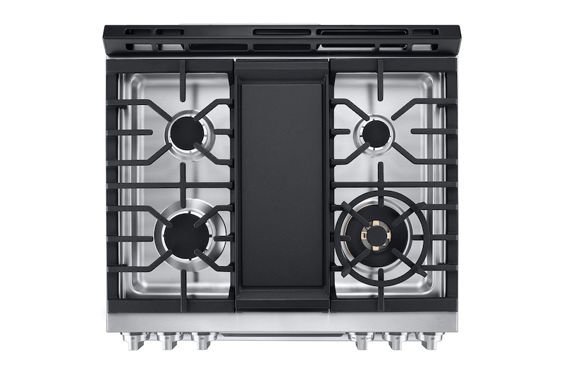 LG STUDIO 30" Gas 6.3 cu ft. Range | Probake Convection, Air Sous-Vide, Air Fry, SelfClean, EasyClean®& Smart, Stainless, Slide-in, LSGS6338F