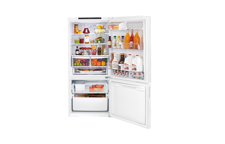 LG 30 Inch, 22 cu.ft. Bottom Freezer Swing Door Refrigerator with Multi-Air Flow Cooling, LBN22370SW