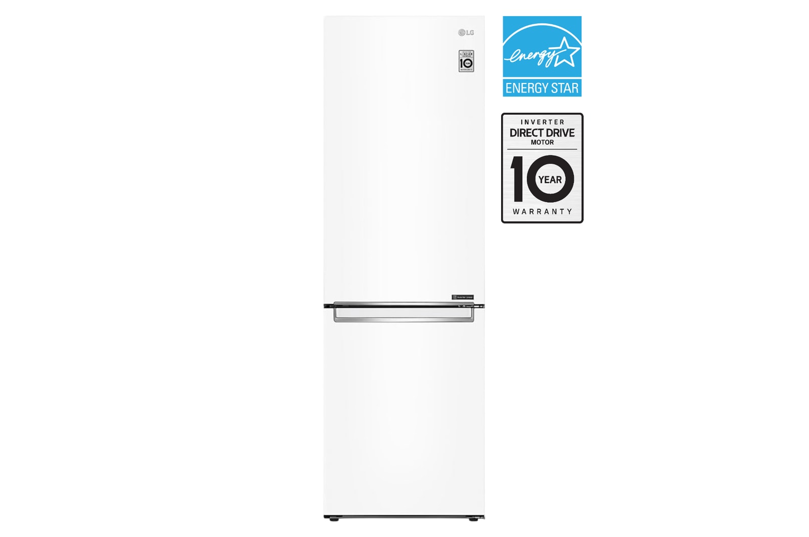 Front view of LG 24" 12 cu.ft. Counter-Depth Bottom Freezer Refrigerator - LBNC12231W