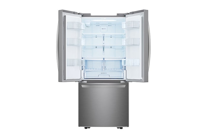 Side view of LG 30" 22 cu.ft. Standard-Depth French 3-Door Refrigerator | External Water Dispenser | Ice Maker - LCFS22EXS
