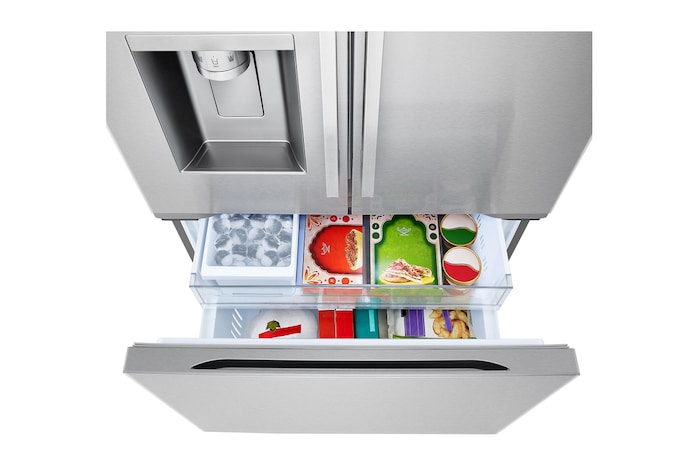 Top Freezer view with Food