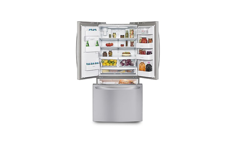 LG 33 Inch, 24.2 Cu. Ft Capacity 3-Door French Door Refrigerator with Ice & Water Dispenser, LFX25778ST