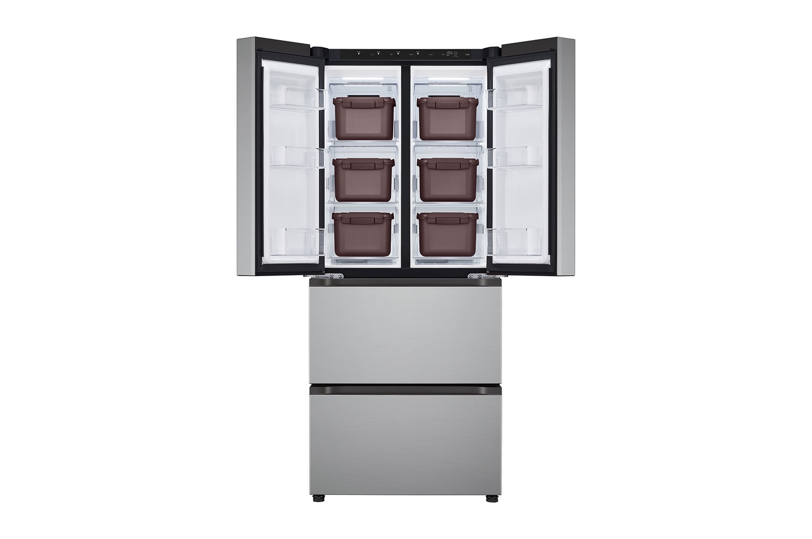 Front open view with trays