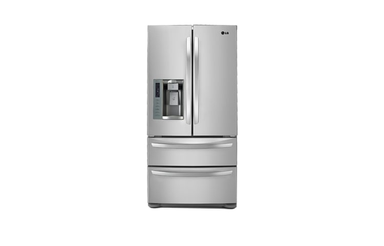 LG 33 Inch, 24.7 cu.ft. 4-door French Door Refrigerator with Slim SpacePlus™ Ice System and Tall Ice & Water Dispenser, LMX25988ST