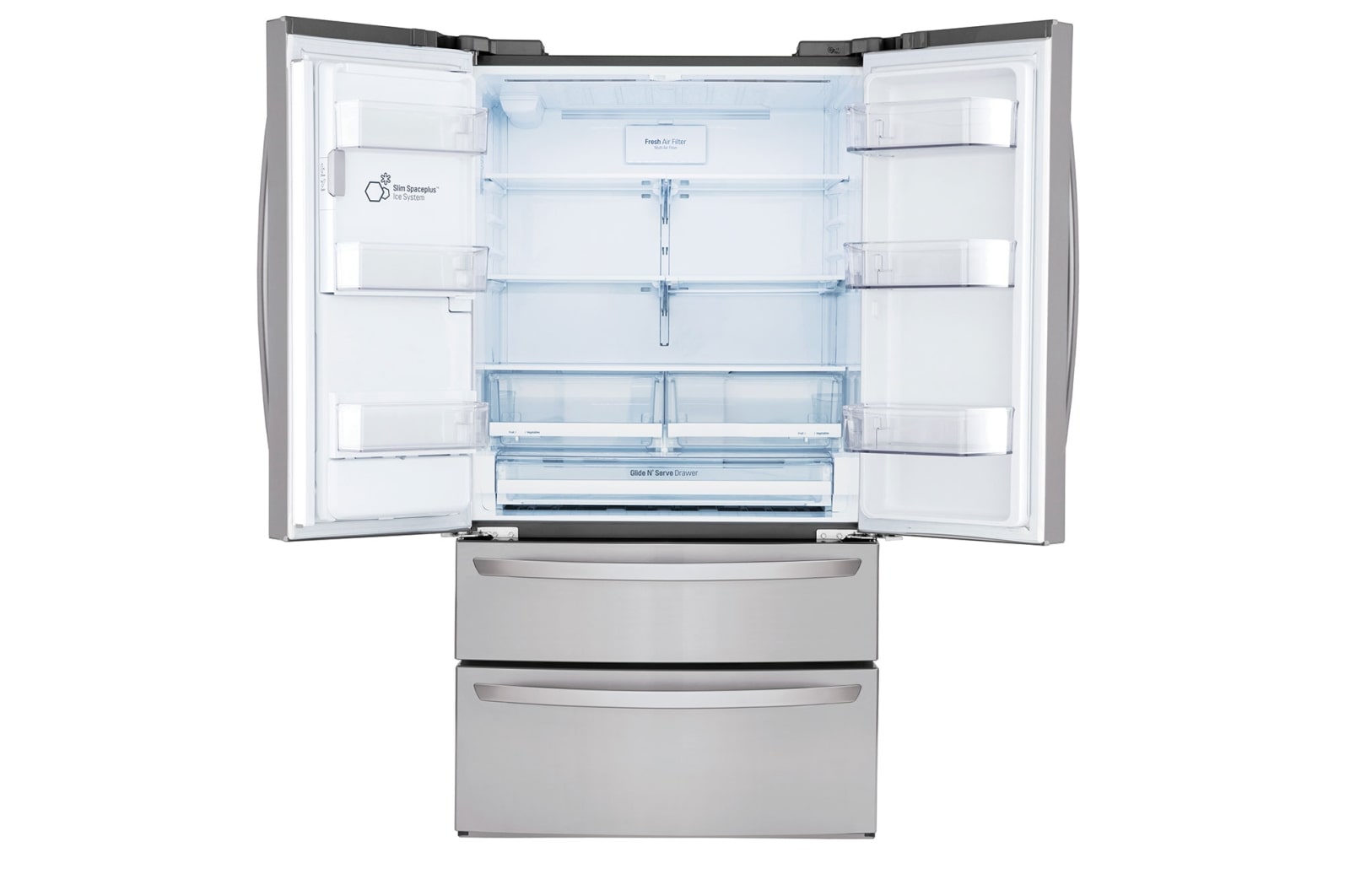 LG 36" 28 cu.ft. Standard-Depth French 4-Door Refrigerator | Ice & Water Dispenser | Dual Ice Maker, LMXS28626S