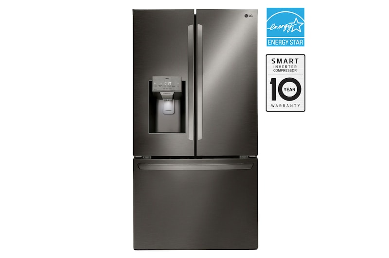 Front view of 36" 28 cu. ft. Standard-Depth French 3-Door Refrigerator | Ice & Water Dispenser LRFS28XBD